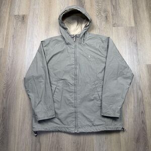 Vintage Polo Ralph Lauren Jacket Mens Large Gray Reversible Hooded Windbreaker